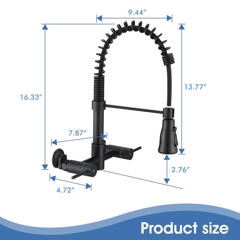 Double Handle Wall Mounted Spring Neck Bridge Kitchen Faucet