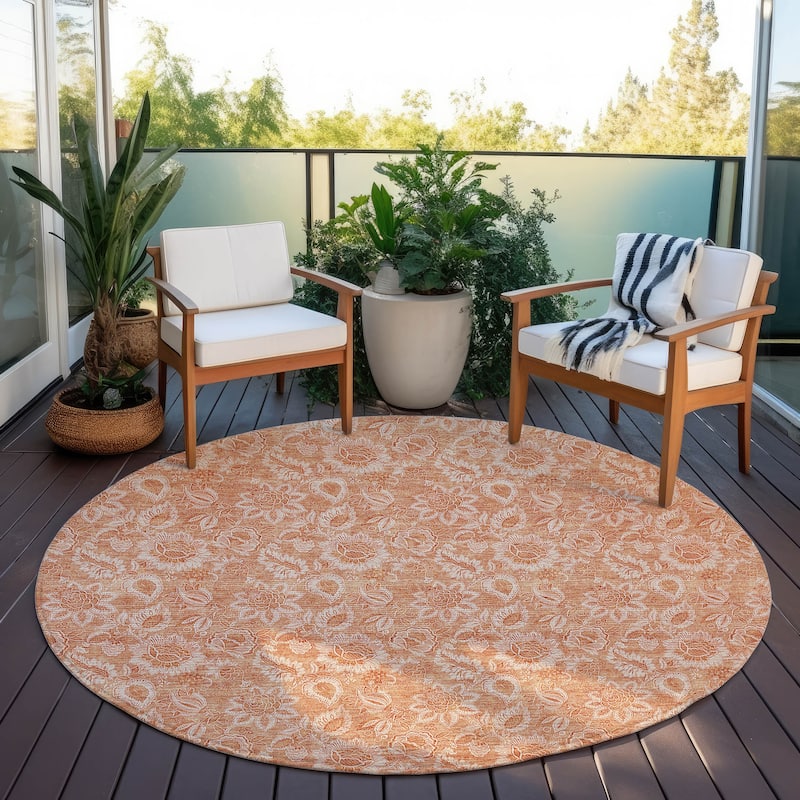 Machine Washable Indoor/ Outdoor Chantille Floral Rug