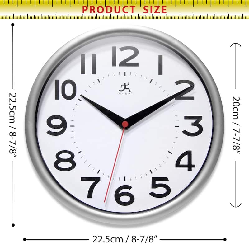 Infinity Instruments Metro Wall Clock, 9 Inch - 9 x 1.5 x 9
