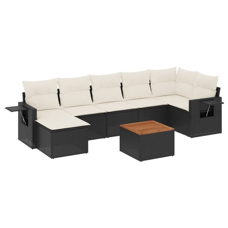 vidaXL Patio Sofa Set with Cushions Outdoor Furniture 8 Piece Poly Rattan