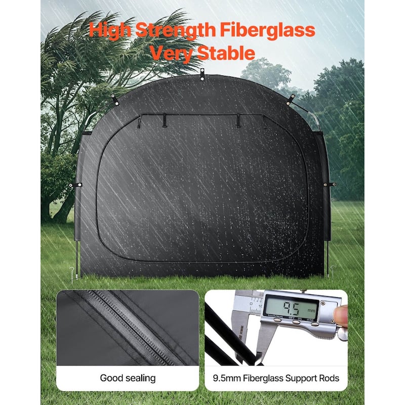 5+ Bike Waterproof Outdoor Storage Shelter Shed with Dual Doors and Arc Top and Fiberglass Frame - 88.19 x 97.24 x 77.95 in