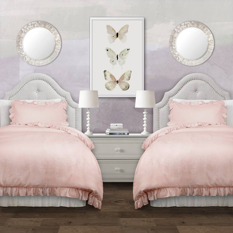 Lush Decor Reyna Ruffled Shabby-chic Comforter Set - Blush - Full - Queen