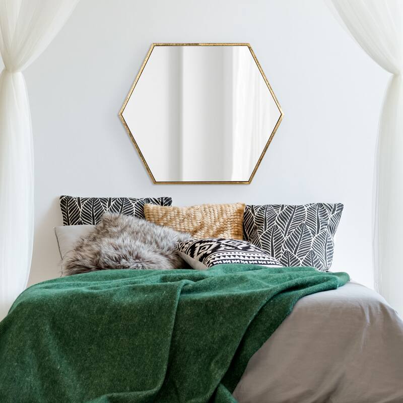 Kate and Laurel McNeer Glam Hexagon Framed Wall Mirror