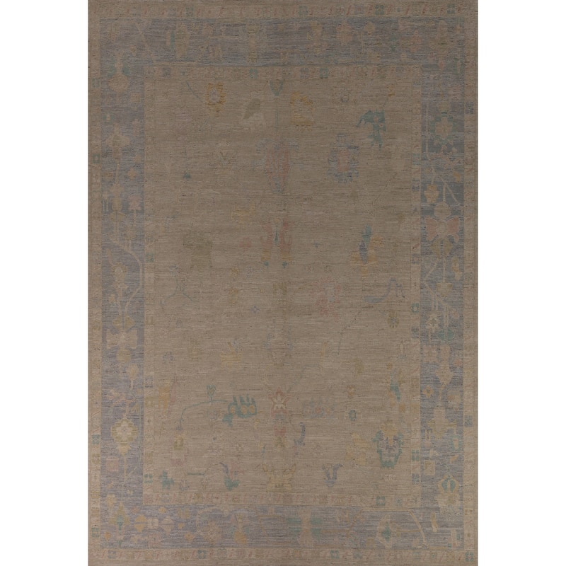 Earth Tone Oushak Turkish Large Rug Handmade Wool Carpet - 10'0"x 13'6"
