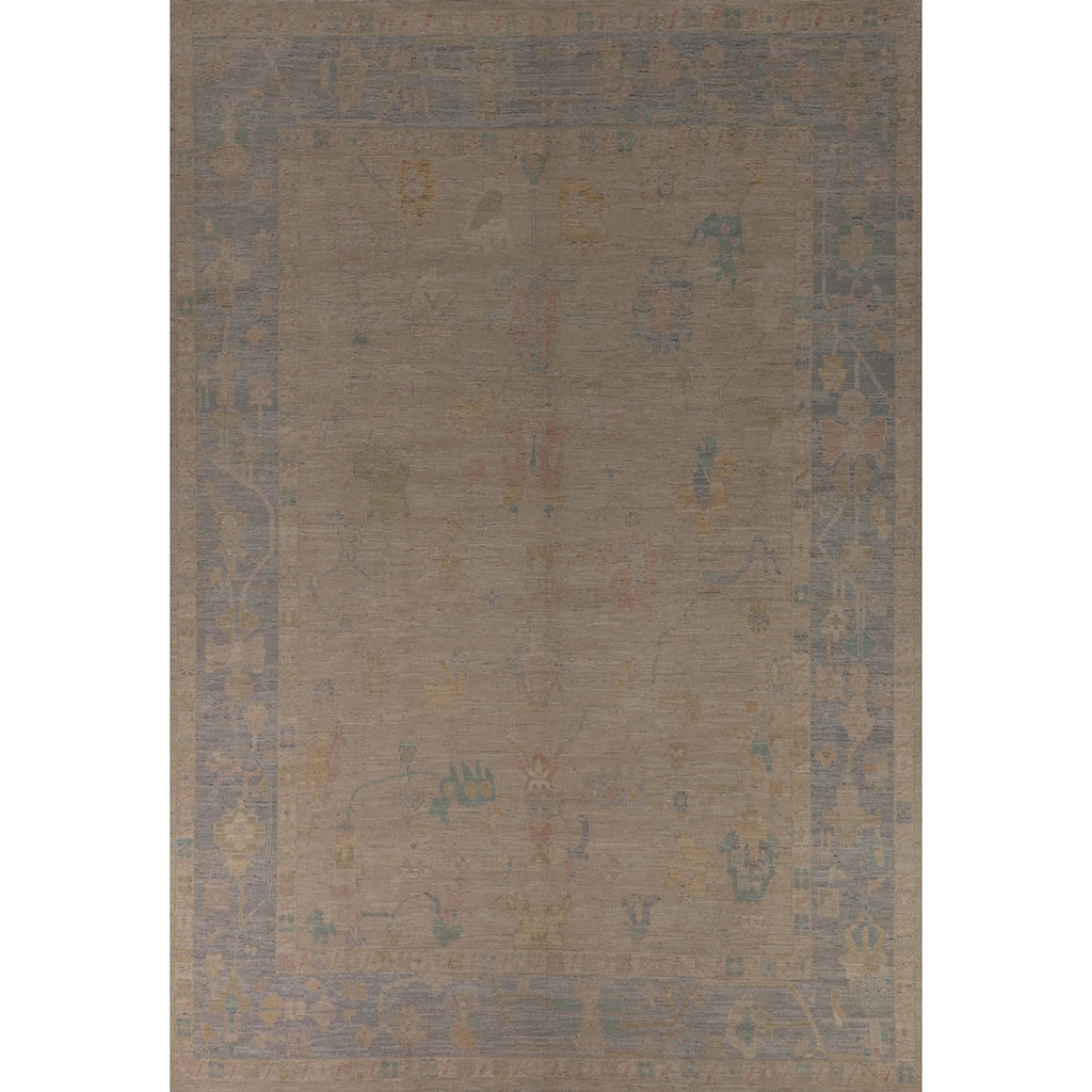 Earth Tone Oushak Turkish Large Rug Handmade Wool Carpet - 10'0"x 13'6"