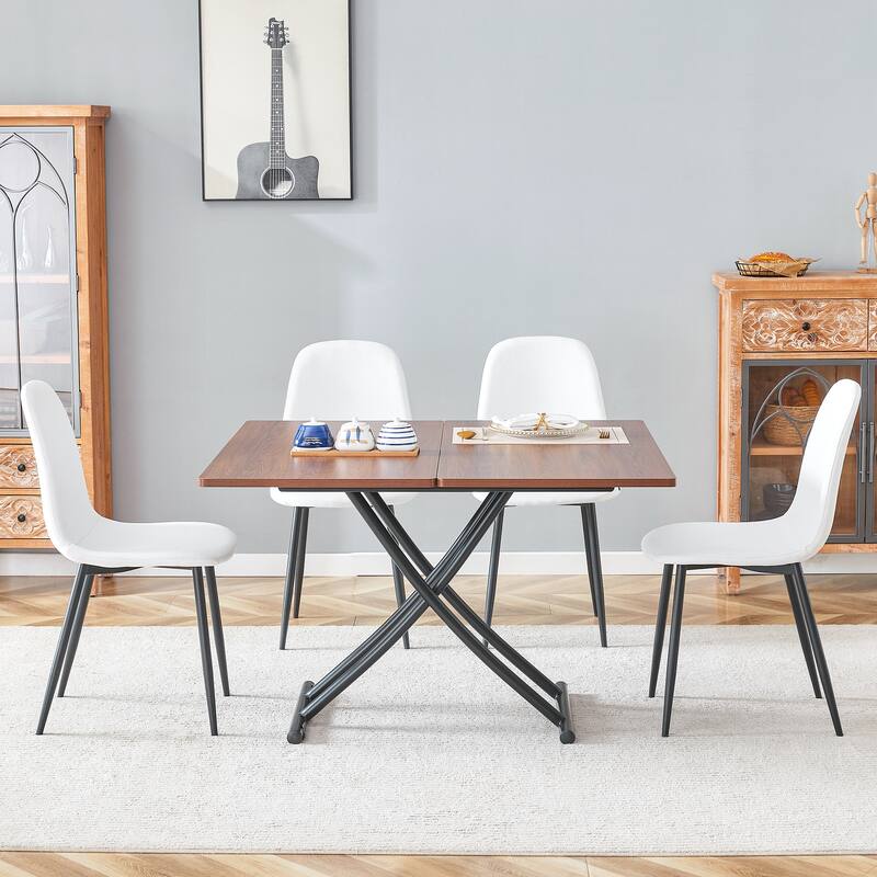 Linen Dining Chairs Side Chairs Table & Chairs Sets, Dining Table Coffee Table Bar Table with Adjustable Height - Walnut White Black