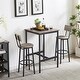 preview thumbnail 12 of 37, New Style Bar Table Set with Bar Stools PU Soft Seat with Backrest and Footrest ,1 Wooden Table(Set of 3 or Set of 5)