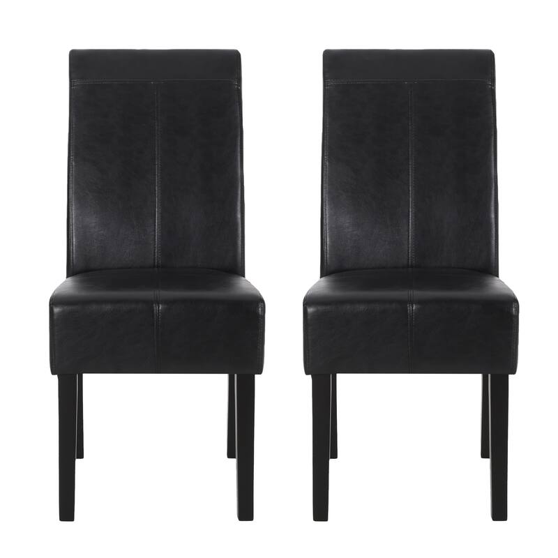 Set of 2 PU Leather Dining Chairs Solid Wood Frame Armless Modern Design