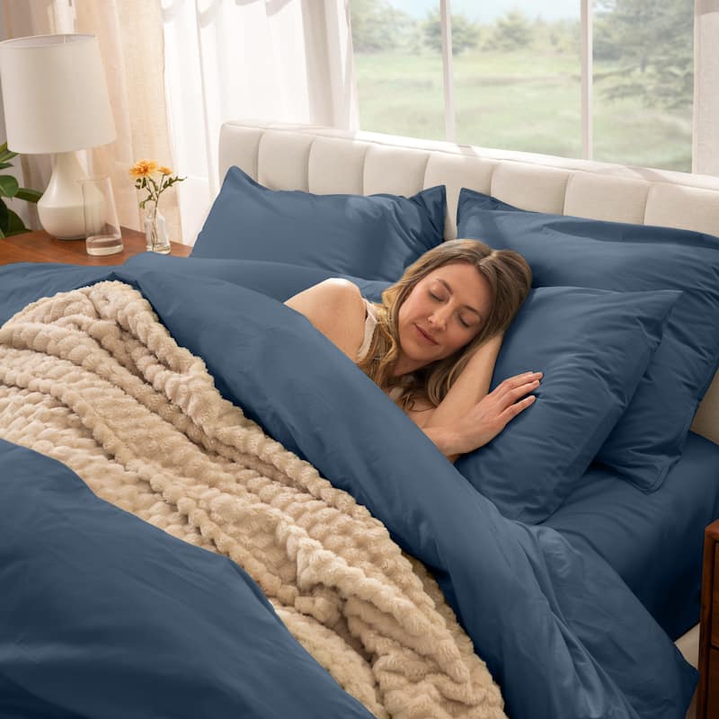Bare Home Organic Cotton Percale Duvet Cover Set