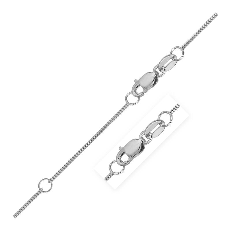 Extendable Gourmette Chain Necklace in 14k White Gold (0.9mm) 18" Inches