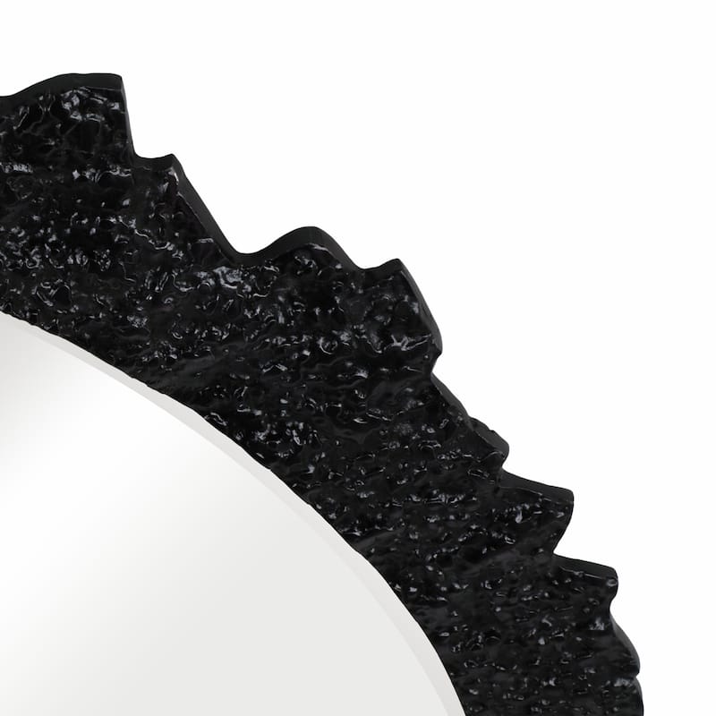 Metal Modern Textured Frame Wall Mirror - Black, 35" - 35.0"