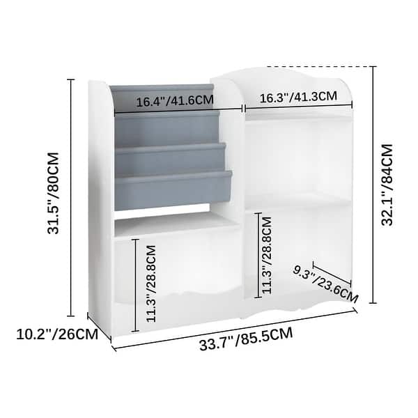 Kids Bookshelf and Toy Organizer, 3 Tier Bookshelf for Kids, Fabric Toddler Bookcase Book Shelf for Kids Rooms