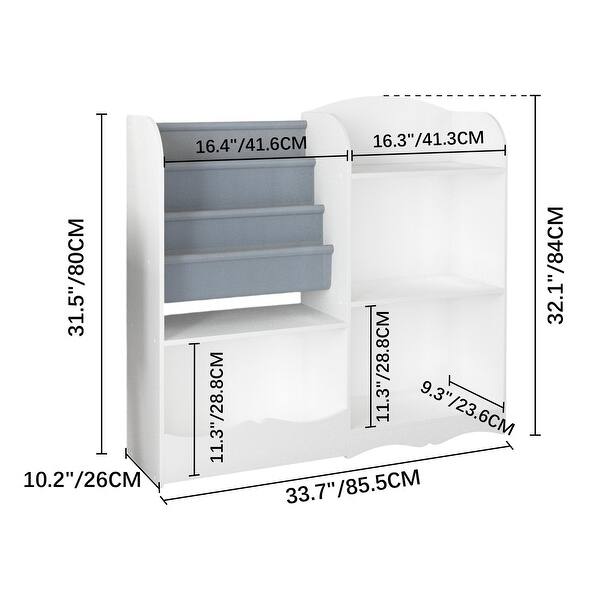 White Multi-Layer Shelves Bookcase and Toy Organizer