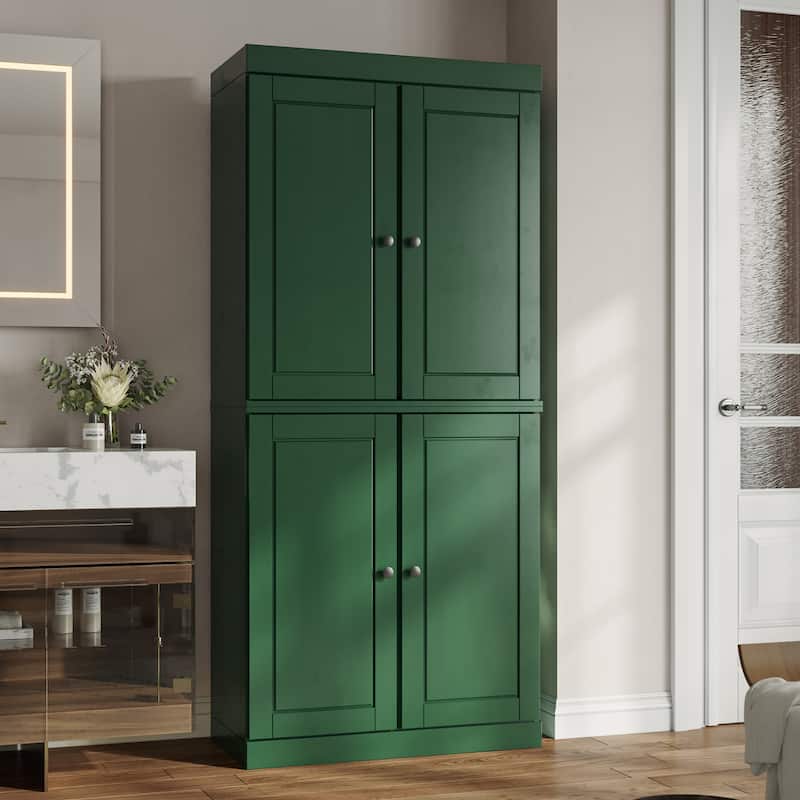 Palace Imports 100% Solid Wood Bathroom Storage Cabinet, Raised Panel Doors, 2 Drawers, Adjustable Shelves, 32" Wide, 71.5" Tall