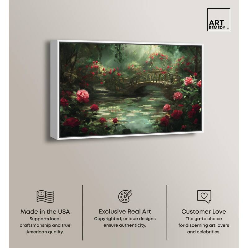 Rose Garden Bridge Canvas by Art Remedy