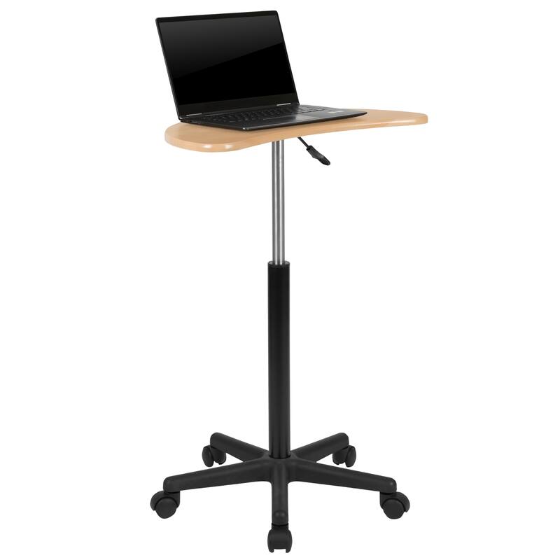 Sit to Stand Mobile Laptop Computer Desk - Portable Rolling Standing Desk