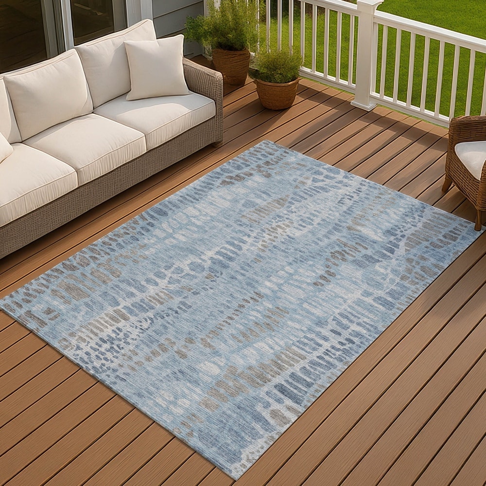 Machine Washable Indoor/ Outdoor Modern Imprints Chantille Rug
