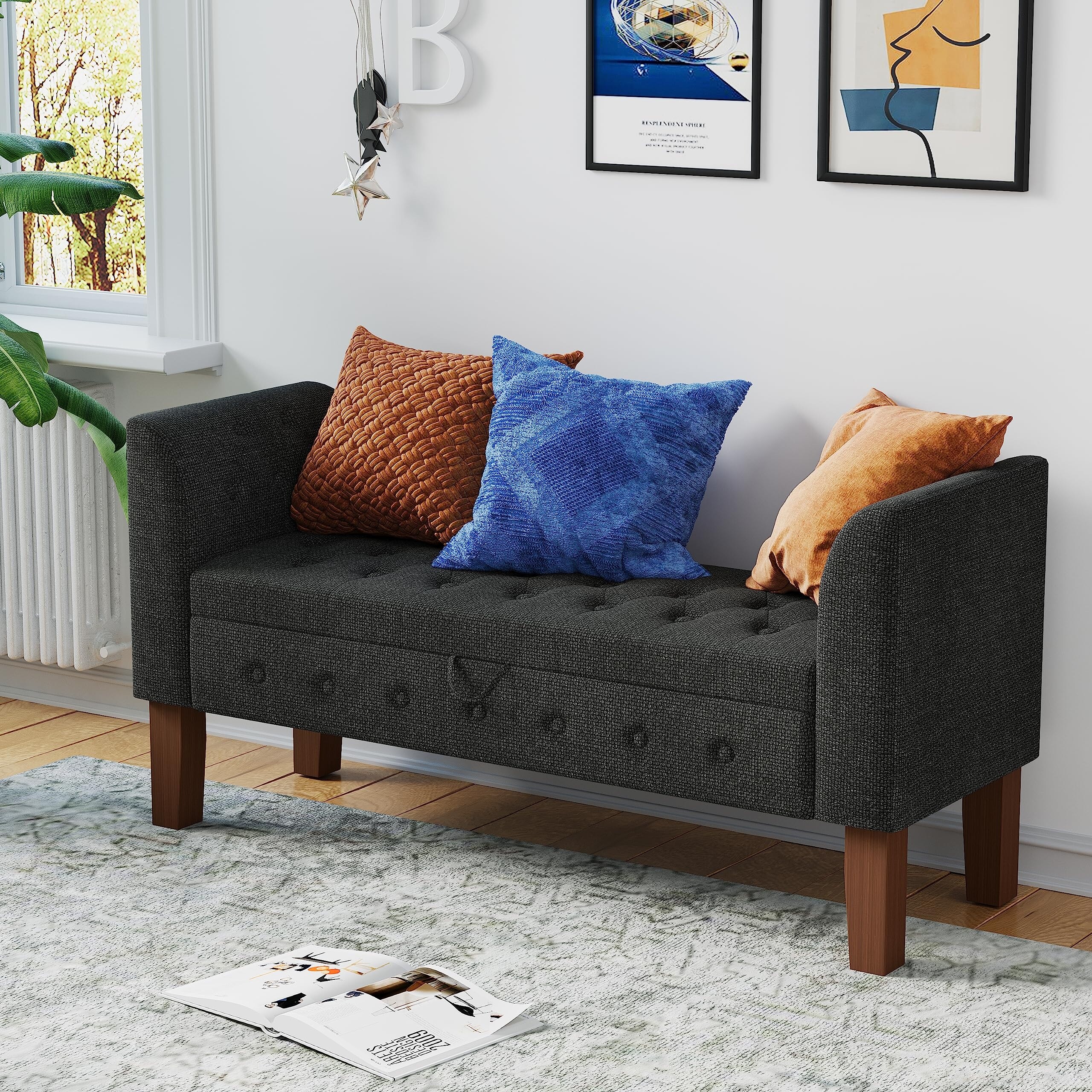 Entryway bench best sale with arms