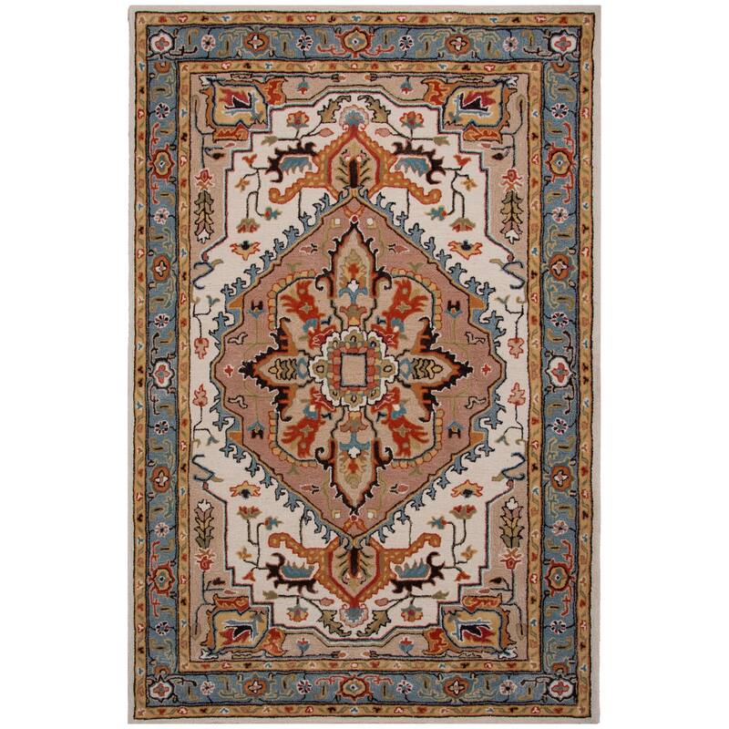 Alora Decor Cyrus Transitional Medallion Hand-Tufted Wool Rug - 5' x 8' - Beige