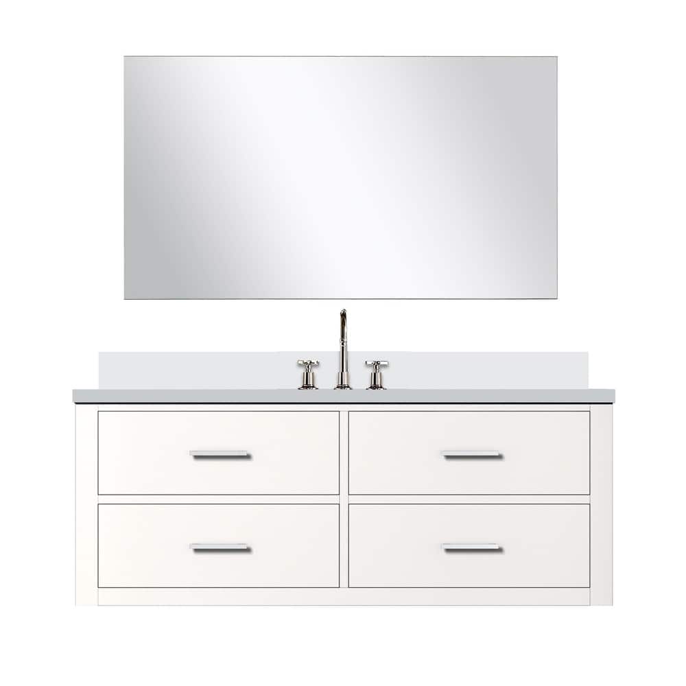 Castor Bath Vanity with Quartz Top, Sink, Mirror and Faucet