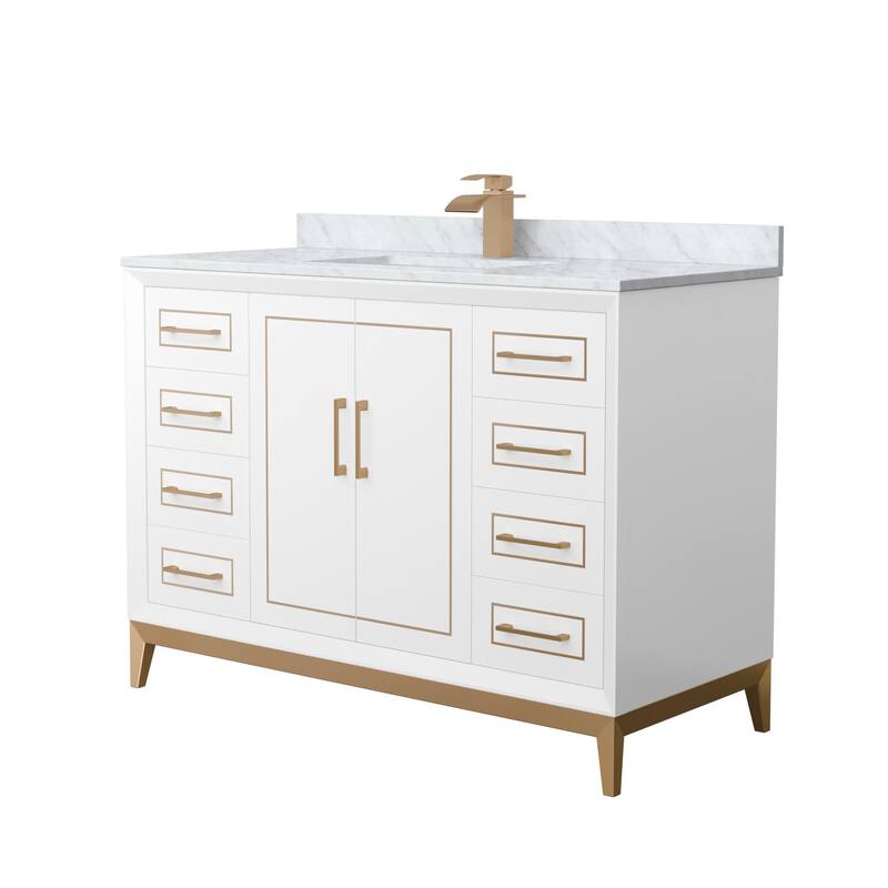 Wyndham Collection WCH515148S-NAT-UNSMXX Marlena 48" Free Standing - White / Satin Bronze Hardware