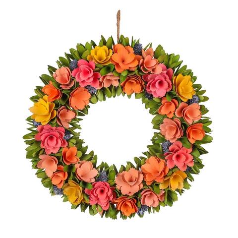 18" Pastel Colors Spring Floral Wreath