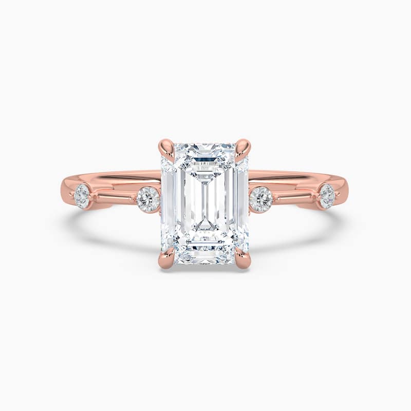 Auriya 14k Gold Petite Diamond Station Emerald Lab Grown Hidden Halo Engagement Ring 1.00 to 5.00 ct. tw.(F-G, VS) - 4 - 3.00 carats - Rose
