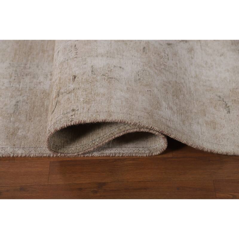 Distressed Tabriz Persian Vintage Rug Hand-Knotted Wool Carpet - 8'11"x 12'9"