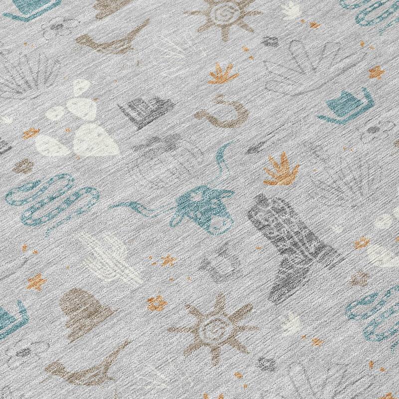 Machine Washable Indoor/ Outdoor Cowboy Ranch Chantille Rug