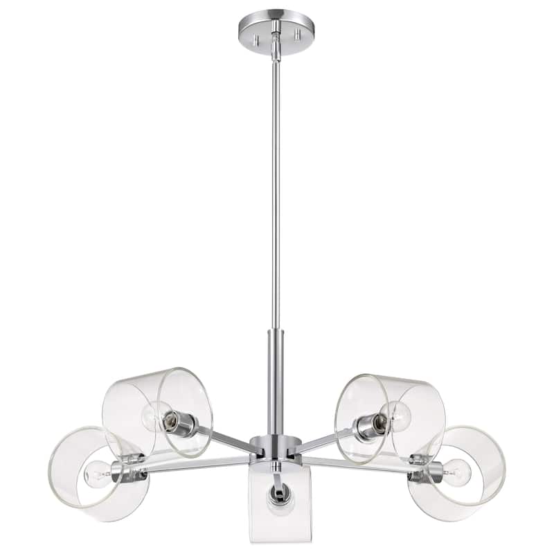 Marlowe 28 Inch 5 Light Chandelier Polished Nickel with Clear Glass - Polished Nickel - Polished Nickel