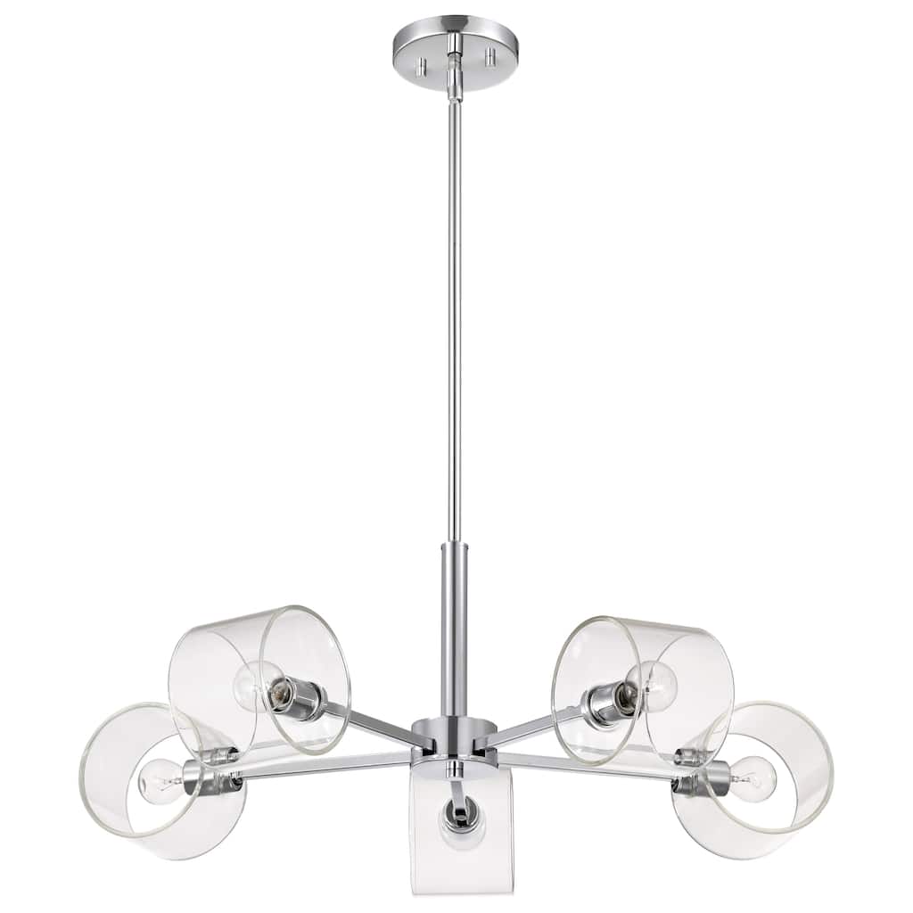 Marlowe 28 Inch 5 Light Chandelier Polished Nickel with Clear Glass - Polished Nickel