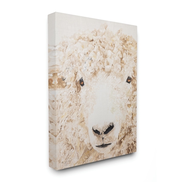 Stupell Industries Sheep Portrait Farm Animal Painting Canvas Wall Art