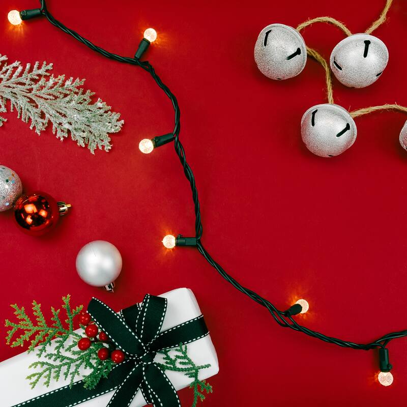 LED G12 Berry Christmas Lights - Warm White - 16' Black Wire - 50 ct