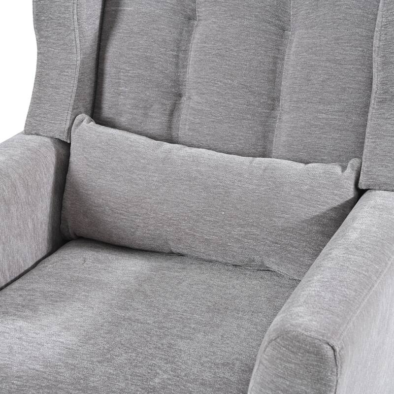 Grey Modern 24.21" Upholstered Button Tufted Arm Chair with Wood Legs for Living Room