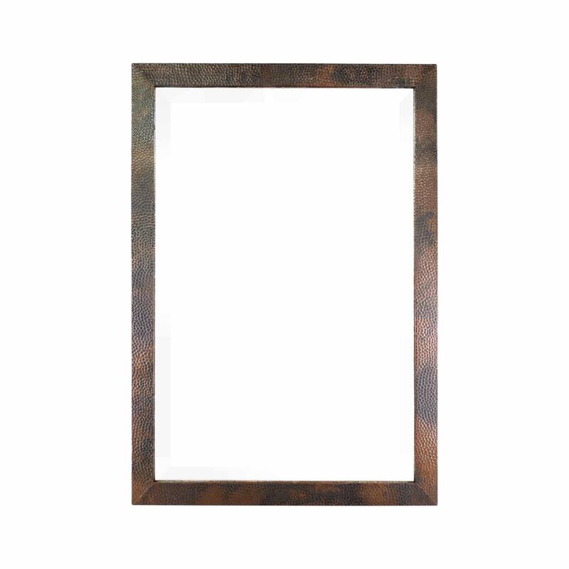 Milano Hand Hammered Copper Medium Rectangle Mirror - 40" x 28" - Antique Copper