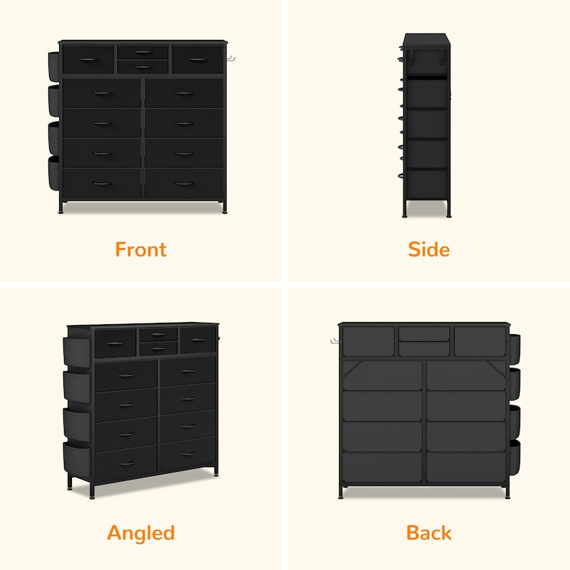 12 Drawer Dresser Fabric Tall Dressers for Bedroom Chest of Drawers