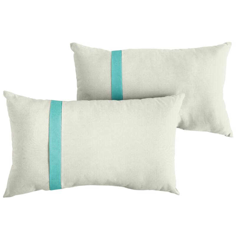 Sorra Home Sunbrella Outdoor Single Large Flange Pillow Set of 2 - Sunbrella - Canvas Natural/Canvas Aruba - 16 in H x 26 in W x 6 in D