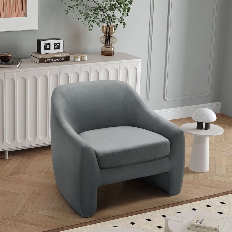 Modern Upholstered Oversized Accent Chairs - Single - Dark Gray Velvet