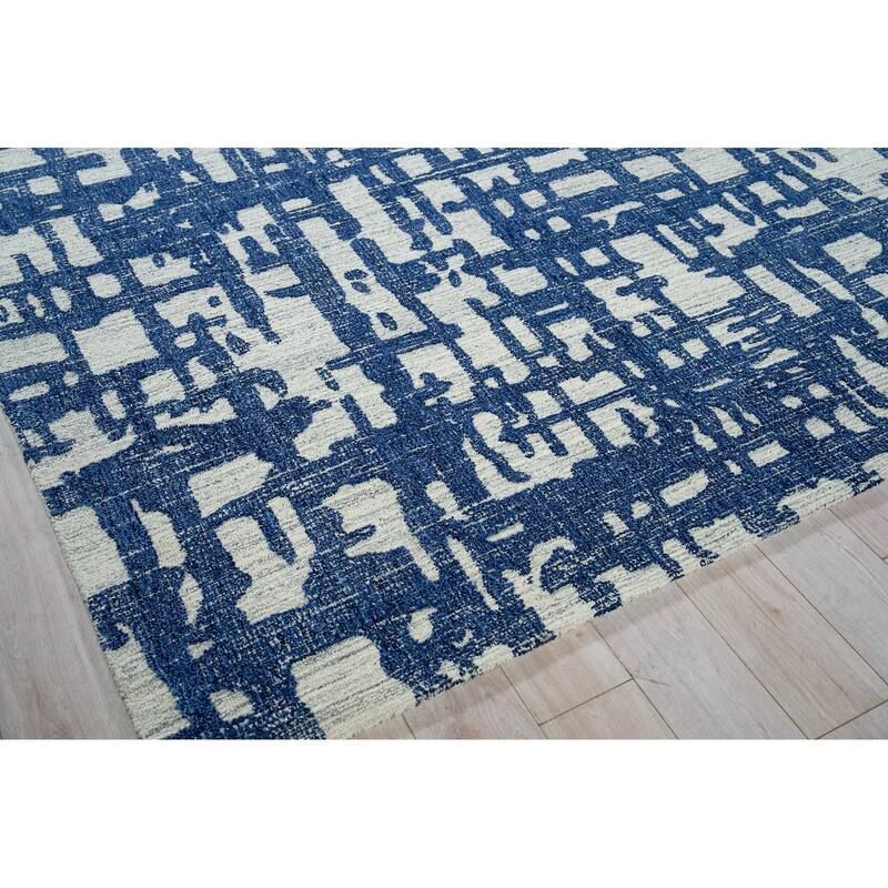 Exquisite Rugs Aspen Handmade Hand-tufted New Zealand Wool on Canvas Navy/Natural Gray Area Rug