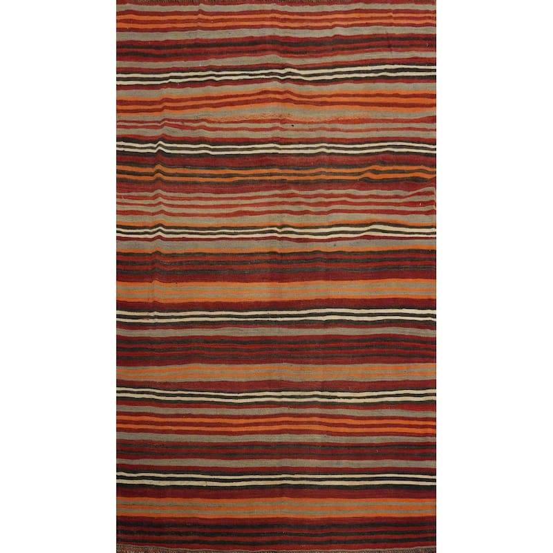 Hand Woven Oriental 100% Wool Carpet Southwestern Geometric Multi-Colored Kilim Area Rug - 9' 1'' X 5' 4''