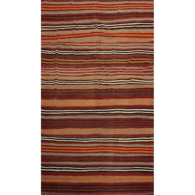 Hand Woven Oriental 100% Wool Carpet Southwestern Geometric Multi-Colored Kilim Area Rug - 9' 1'' X 5' 4''