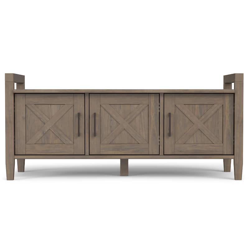 WYNDENHALL Cantina SOLID WOOD 44 inch Wide Transitional Entryway Storage Bench in Smoky Brown - 18" d x 44" w x 19.8" h