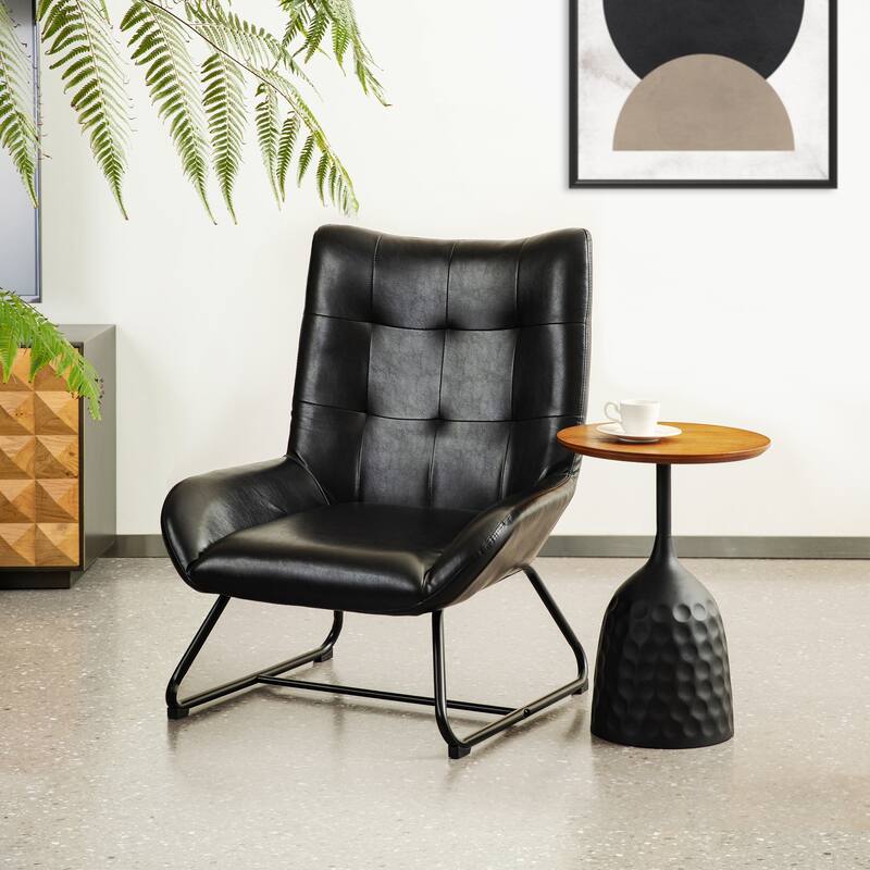 Glitzhome 48-inch Mid-century Adjustable Swivel Faux Leather Office Chair