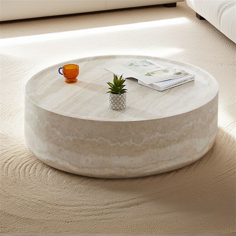 Round Coffee Table - Mars Pattern Design, No Assembly Required