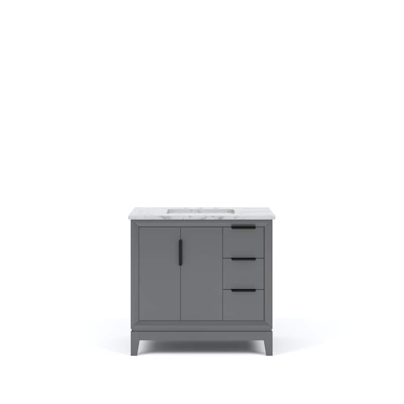 Elizabeth 36-Inch Single Sink Carrara White Marble Vanity