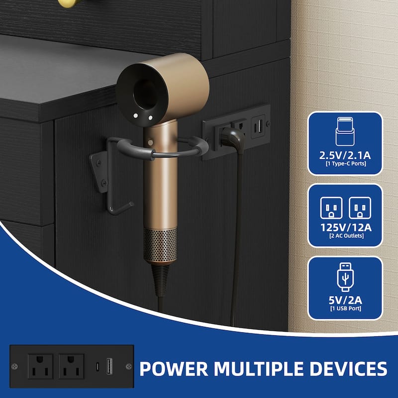 Moasis Large White Vanity Desk with 11 Drawers Mirror Lights USB and Type C Ports for Bedroom