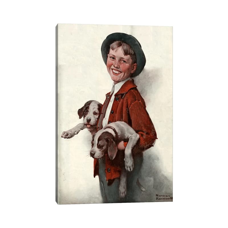 iCanvas "Boy with Puppies" by Norman Rockwell Canvas Print