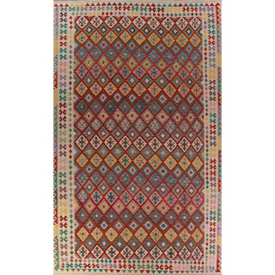 Trellis Kilim Oriental Large Rug Hand-Woven Wool Carpet - 10'3"x 16'2"