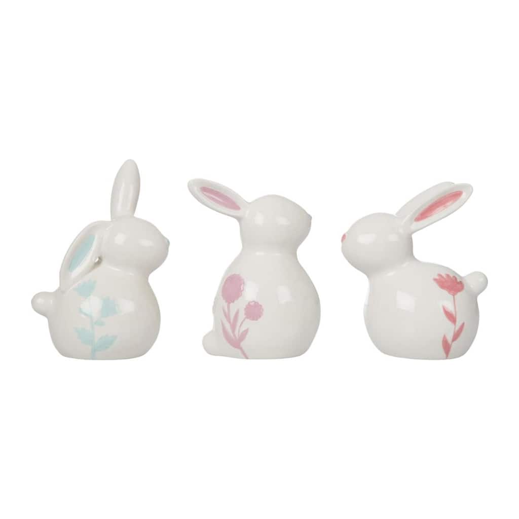 Transpac Ceramic Tabletop Bunnies Set of 3 Home Decorations Easter