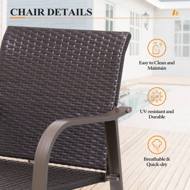 26''H Outdoor Patio Aluminum PE Rattan Counter Stools